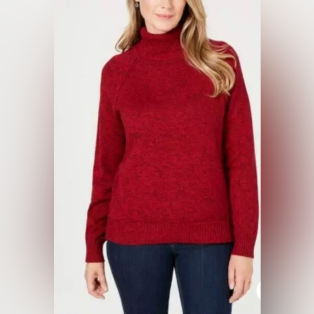 NWT  Karen Scott Women’s Marled Turtleneck Sweater Deep Red